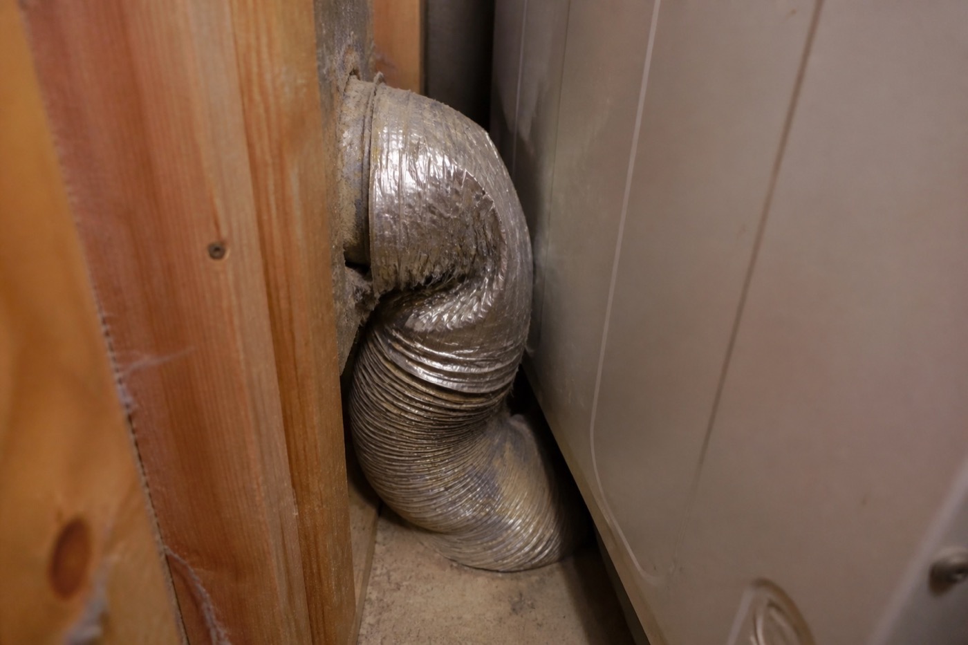 Crushed flexible dryer vent hose
